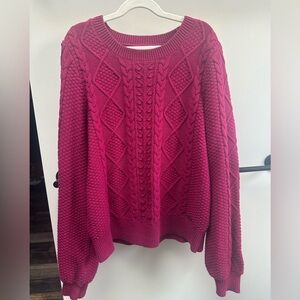Women's Cable Knit Sweater - maroon